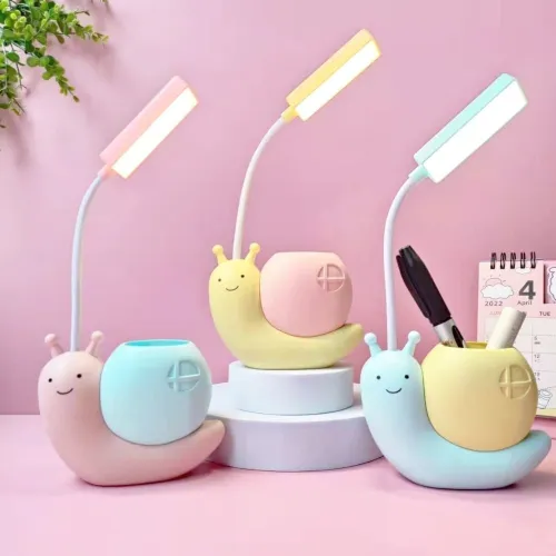 Cute Cartoon Snail Eye Protection Desk Lamp & Pencil Holder 